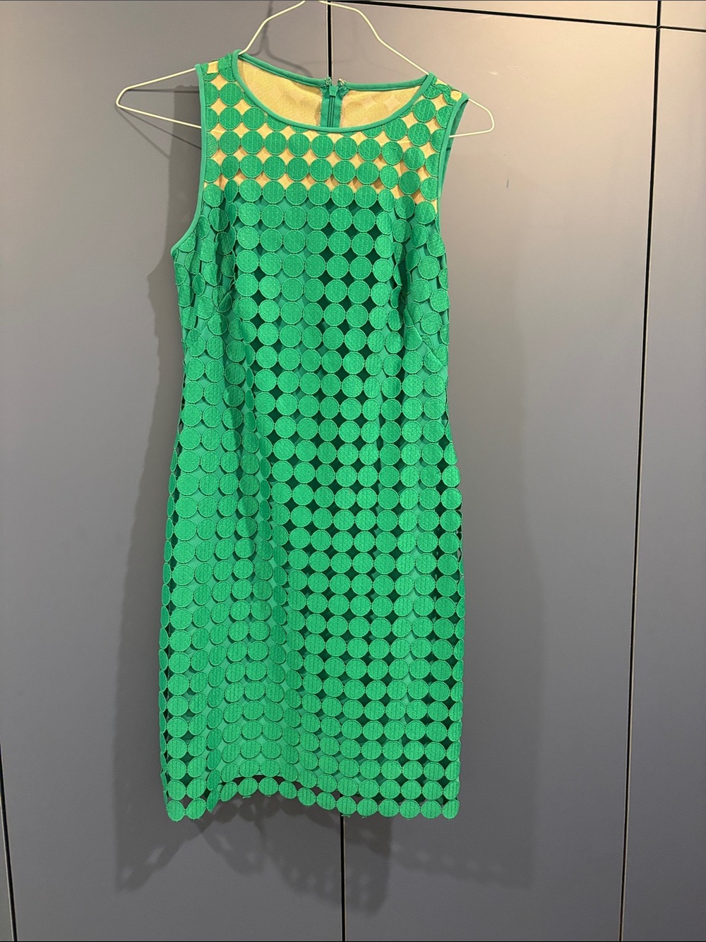 Lauren Ralph Lauren Bright Green Sleeveless Circle-Lace Shift Dress